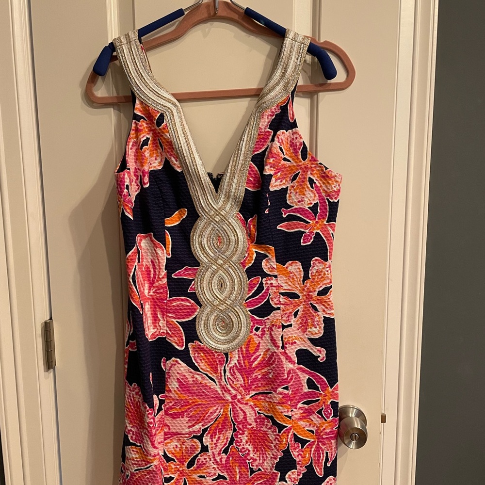 Wedding Lilly Pulitzer dress size 8 Navy pink flowers, cruise dress, Pulitzer